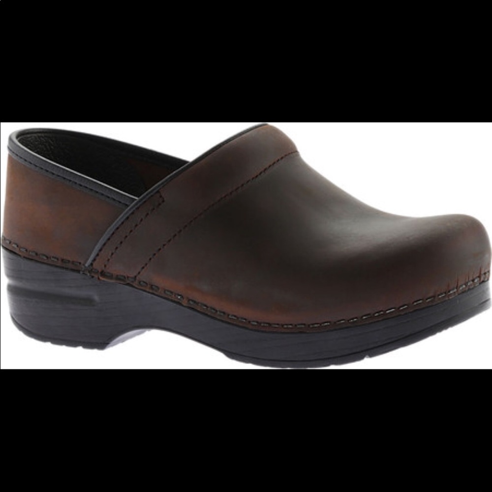 Brown oiled leather dansko clogs